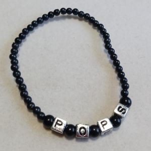 Black & Silver Beaded POPS Letter Bracelet